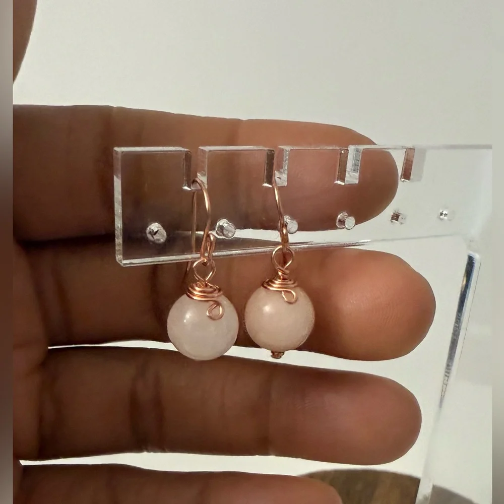 Wire-Wrapped Rose Quartz Earrings